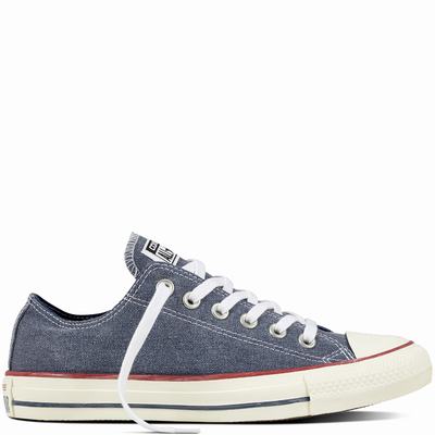 Converse Chuck Taylor All Star Stone Wash Low Tops Womens - Navy/Navy/White Shoes (508NVMDL)